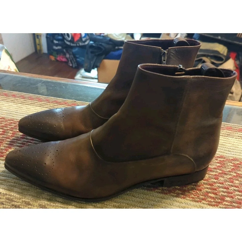 Men's Gorgeous Denis Italy Brown Leather Chelsea Boots Ankle Size EU45 US 11.5